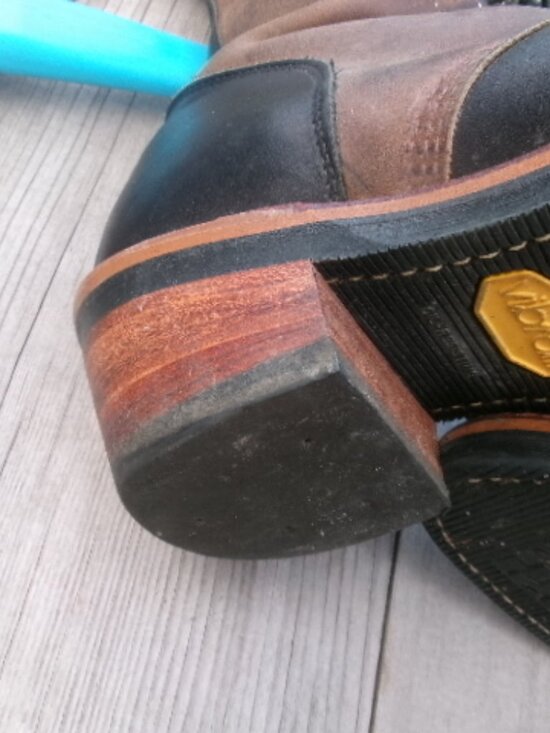 Mens vtg Chippewa boots 9 D vibram sole kiltie wood stack heel logger boots main image 7